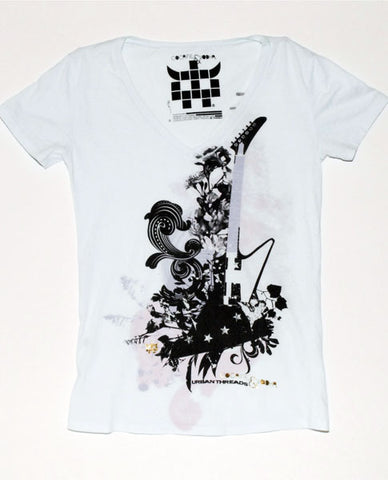 Alice Blue Floral Guitar Tee Alice Blue Floral Guitar Tee