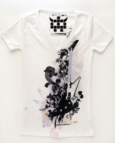 Optic White Floral Guitar Tee Optic White Floral Guitar Tee